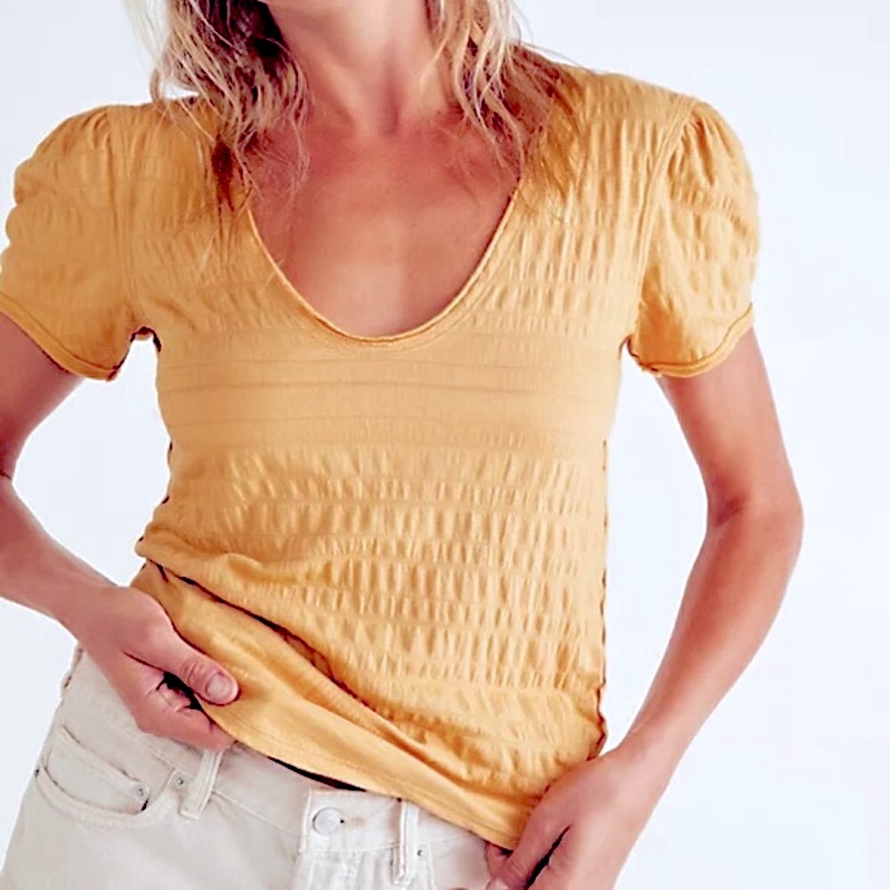 Free People Sugar Cube Smocked Tee